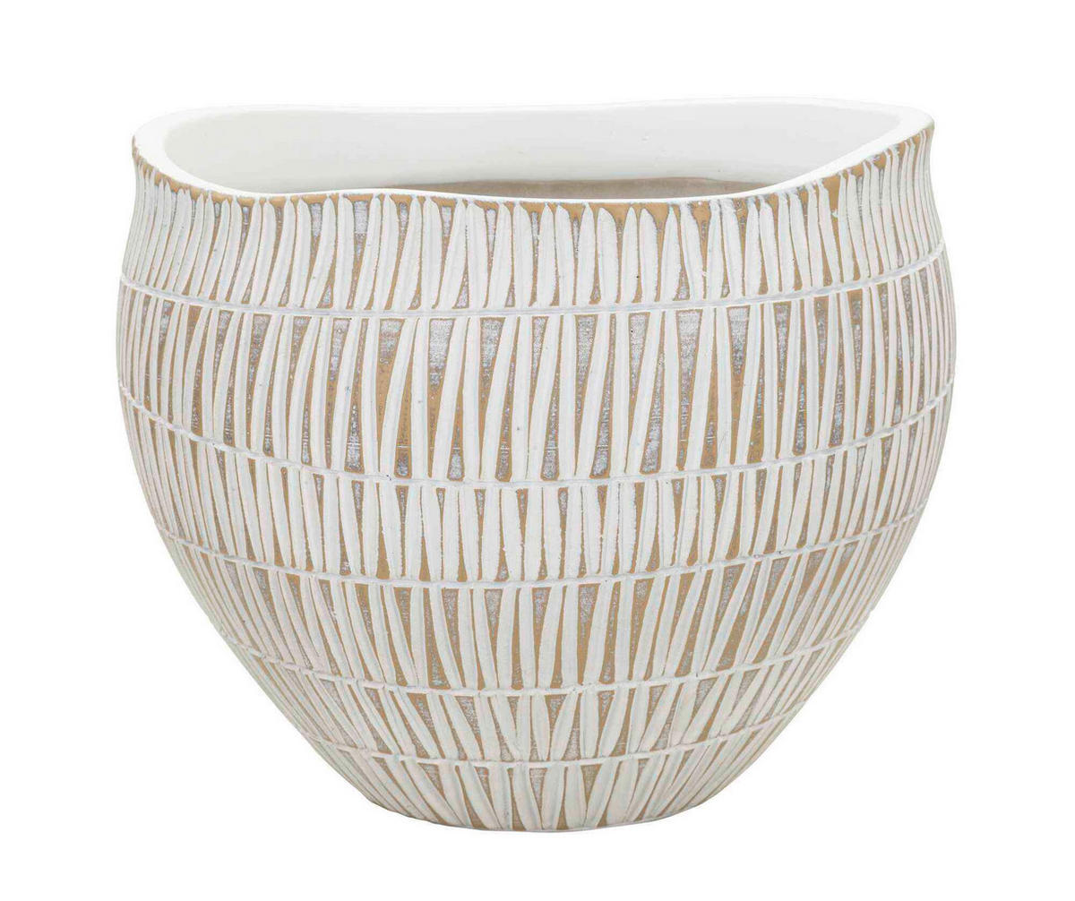 Vase Cachepot Stiky  - Goldfarben/Weiß, Basics, Kunststoff (26/20.5/26cm)