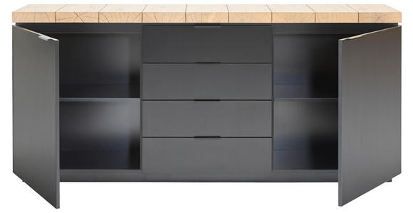 SIDEBOARD 180/80/40 cm  - Schwarz/Eiche Artisan, KONVENTIONELL, Holzwerkstoff/Metall (180/80/40cm) - Xora