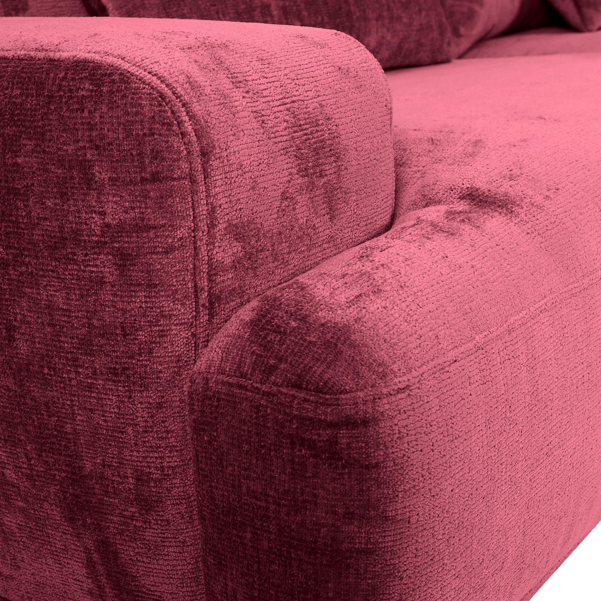 BIG SOFFA i chenille bordeaux  - bordeaux/svart, Klassisk, textil/plast (282/73/115cm) - MID.YOU