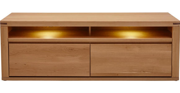 TV-ELEMENT Eiche furniert, massiv Eichefarben - Eichefarben, KONVENTIONELL, Holz (165/57/51cm) - Voleo
