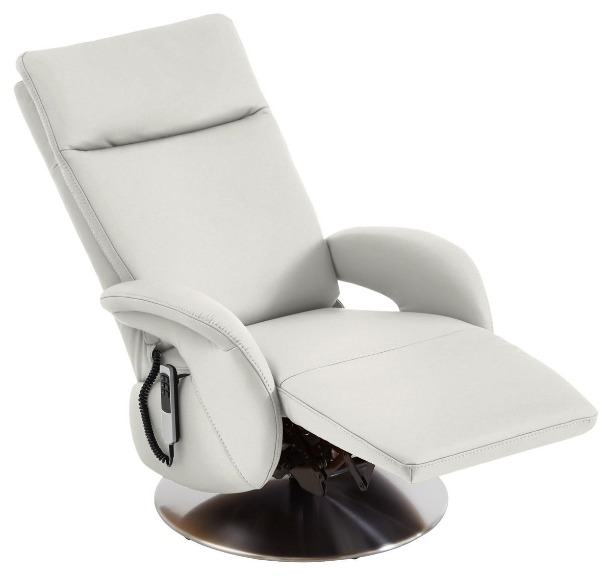 RELAXSESSEL in Leder Weiss  - Weiss/Edelstahlfarben, Design, Leder/Metall (70/108/80cm) - Cantus