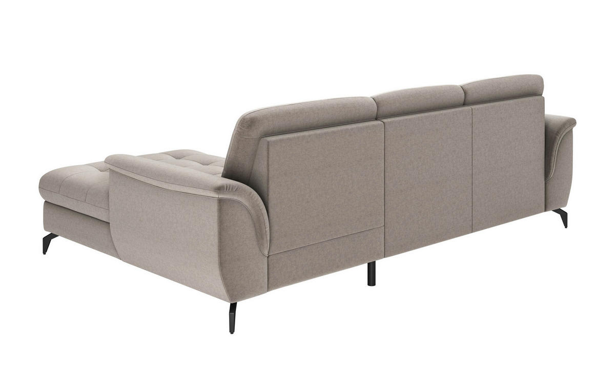ECKSOFA in Flachgewebe Taupe  - Taupe/Schwarz, Modern, Textil/Metall (262/164cm) - Sit & More