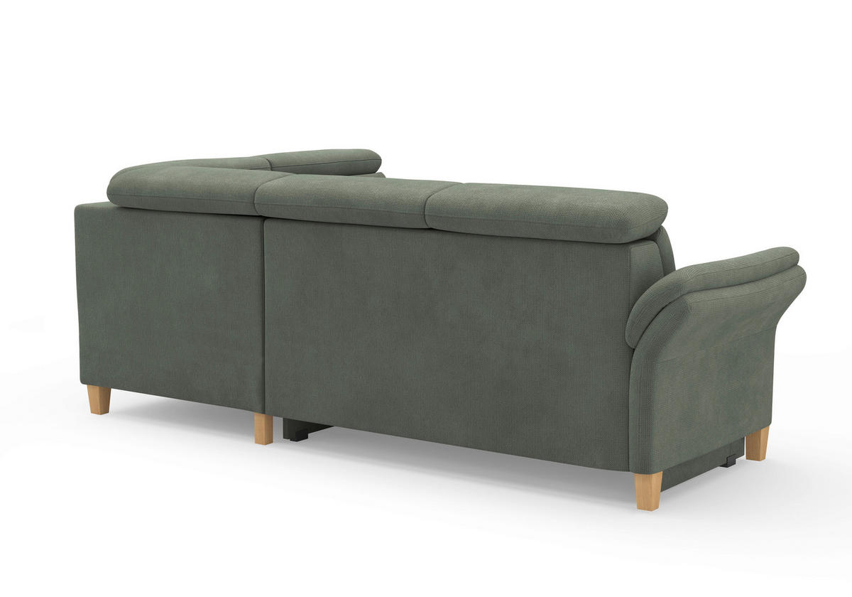 ECKSOFA GLENDALE E Dunkelgrün Flachgewebe  - Dunkelgrün/Eichefarben, KONVENTIONELL, Holz/Textil (247/193cm) - Sit & More