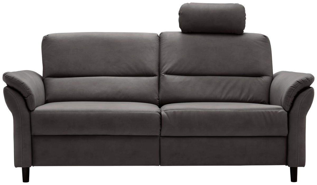 3-SITZER-SOFA Lederlook Anthrazit  - Anthrazit/Schwarz, MODERN, Holz/Textil (192/90/89cm) - Livetastic