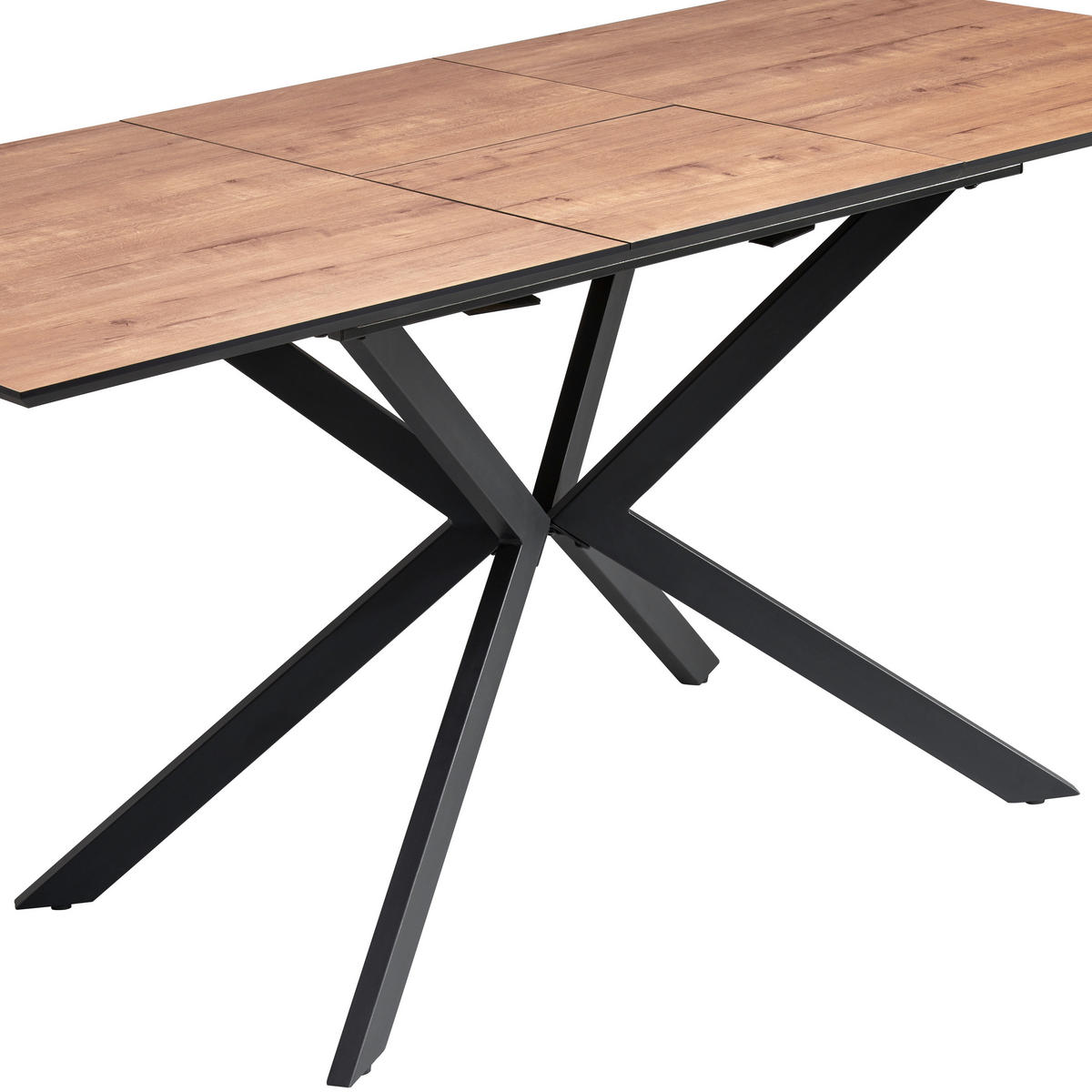 JEDILNA MIZA, barve hrasta  - črna/barve hrasta, Konvencionalno, kovina/leseni material (120-160/76/80cm) - MID.YOU