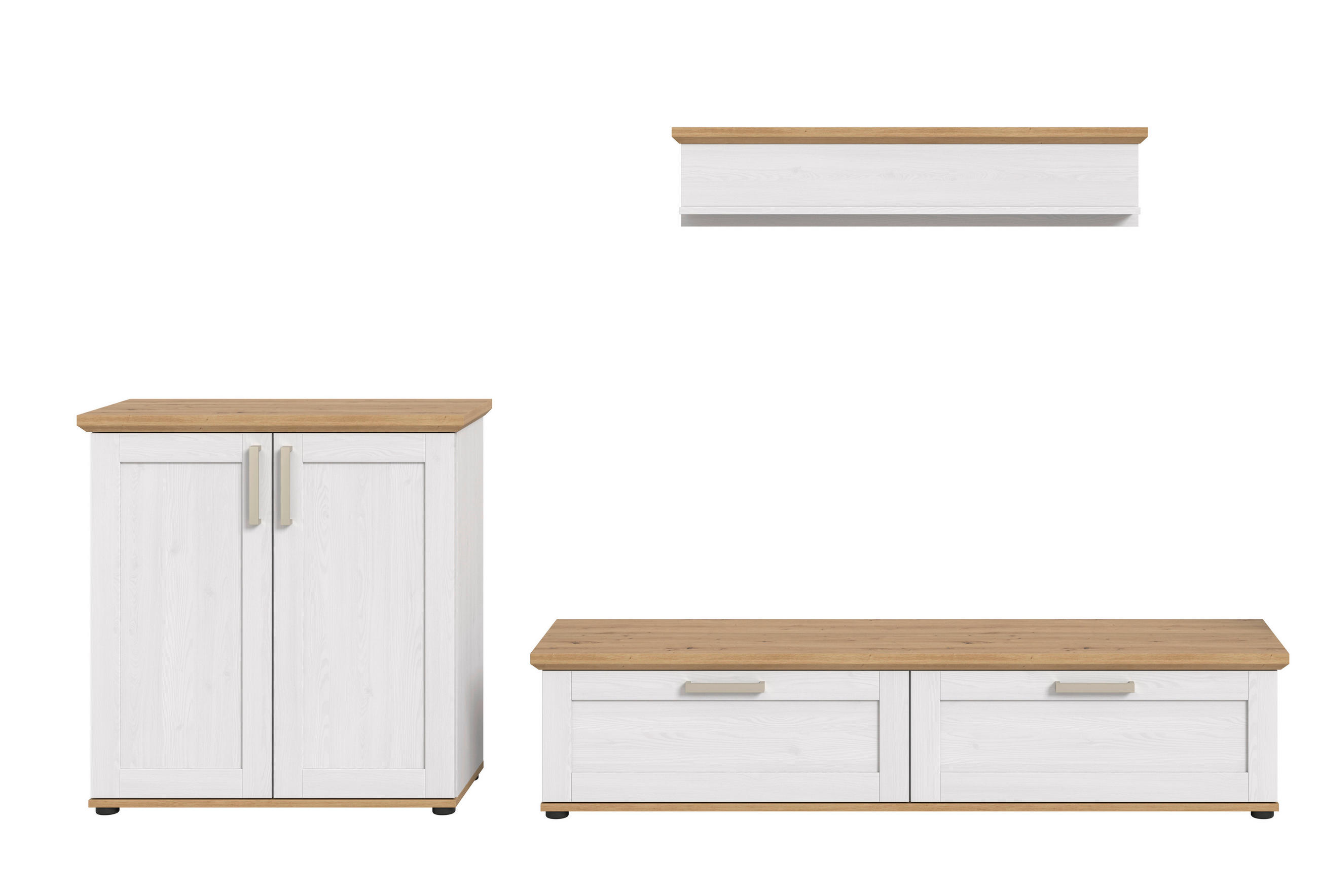 Ansamblu Mobilier Camera De Z, 3 piese, alb, stejar Artisan, 260/151/40 cm