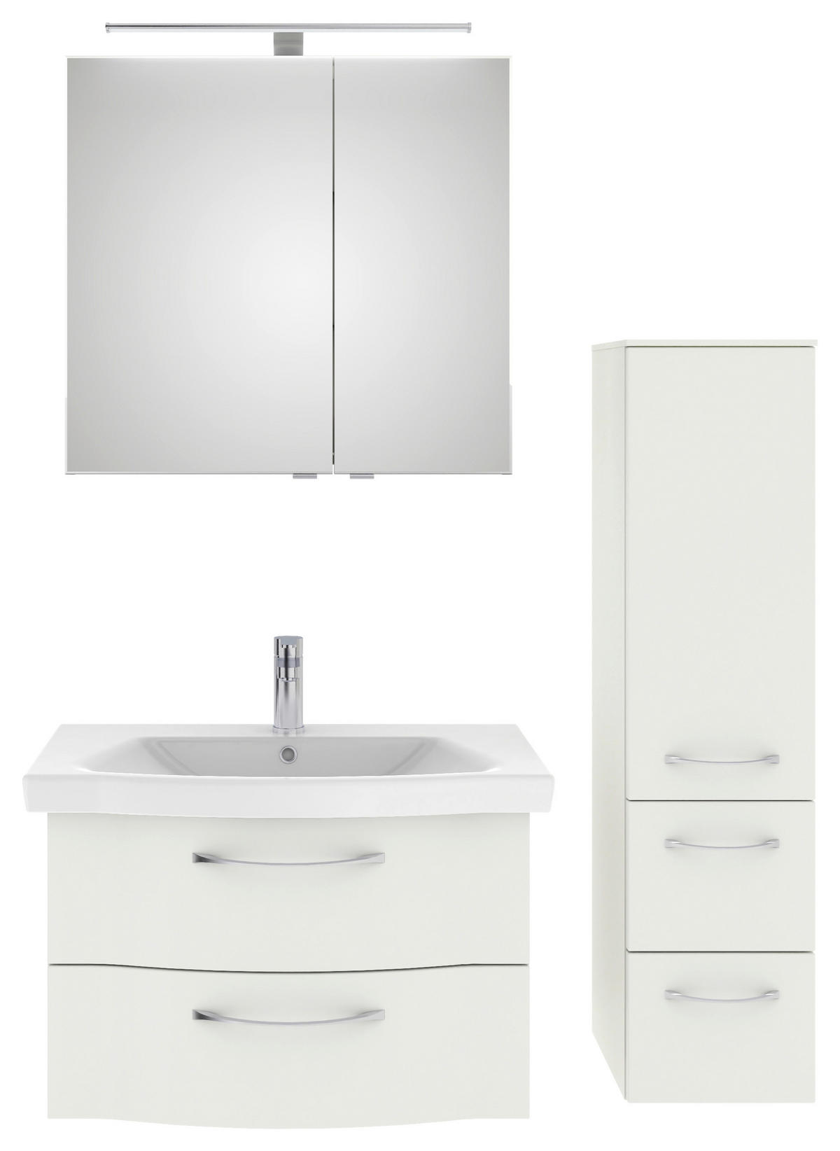 BADEZIMMER 4-teilig  in 112 cm  - Chromfarben/Weiß Hochglanz, KONVENTIONELL, Glas/Keramik (112cm) - Pelipal