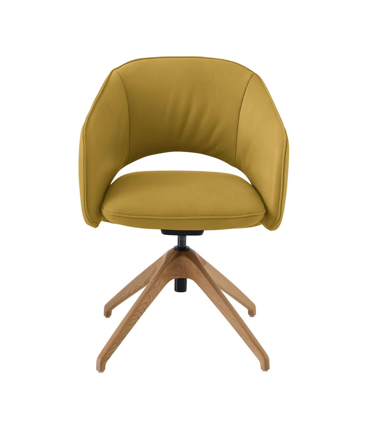 ARMLEHNSTUHL  in Echtleder naturbelassen  - Wildeiche/Gelb, Design, Leder/Holz (63/74-90/57-73cm) - Koinor