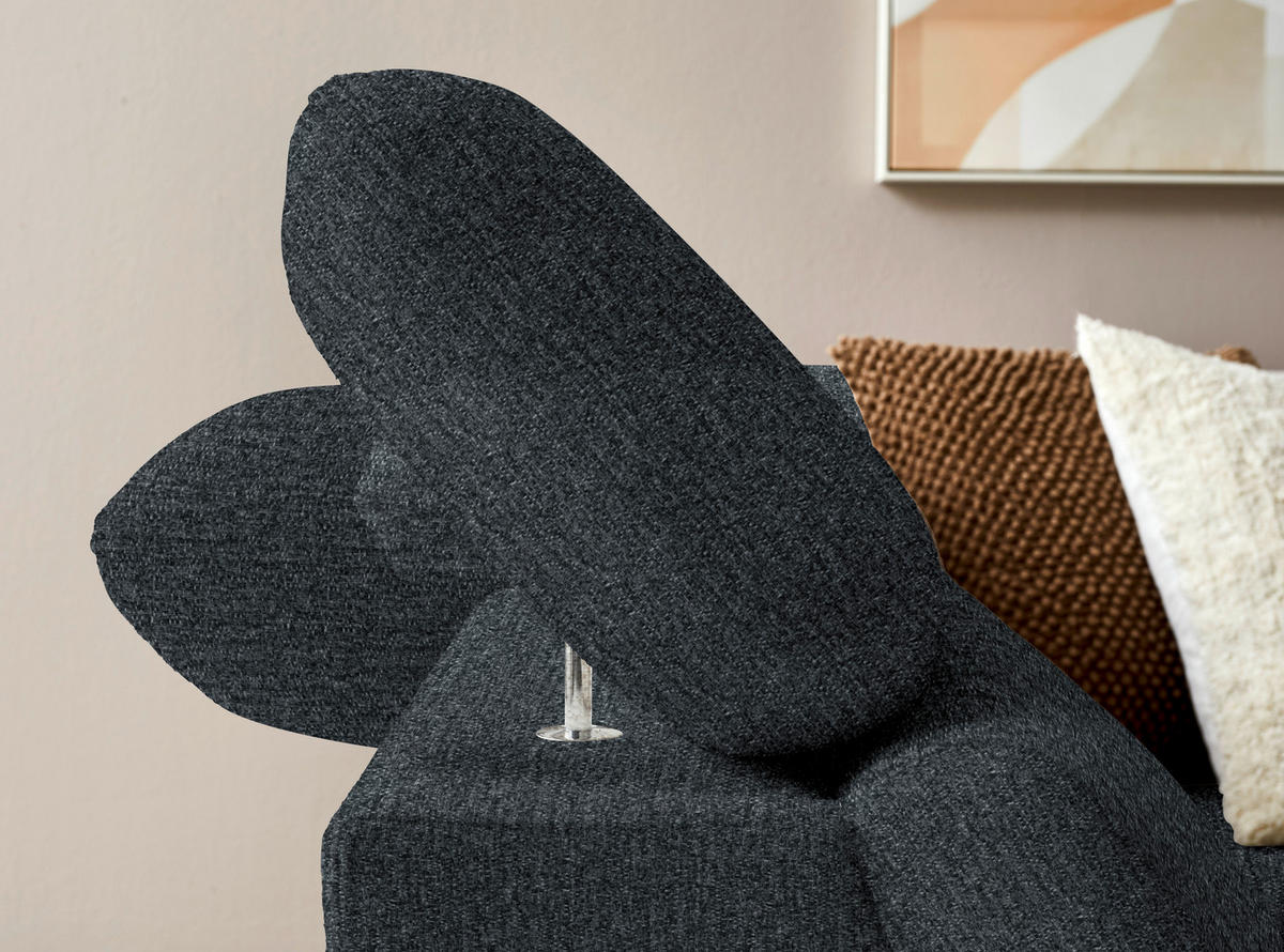 ECKSOFA in Chenille Dunkelgrau  - Eichefarben/Dunkelgrau, Modern, Holz/Textil (212/287cm) - Valnatura