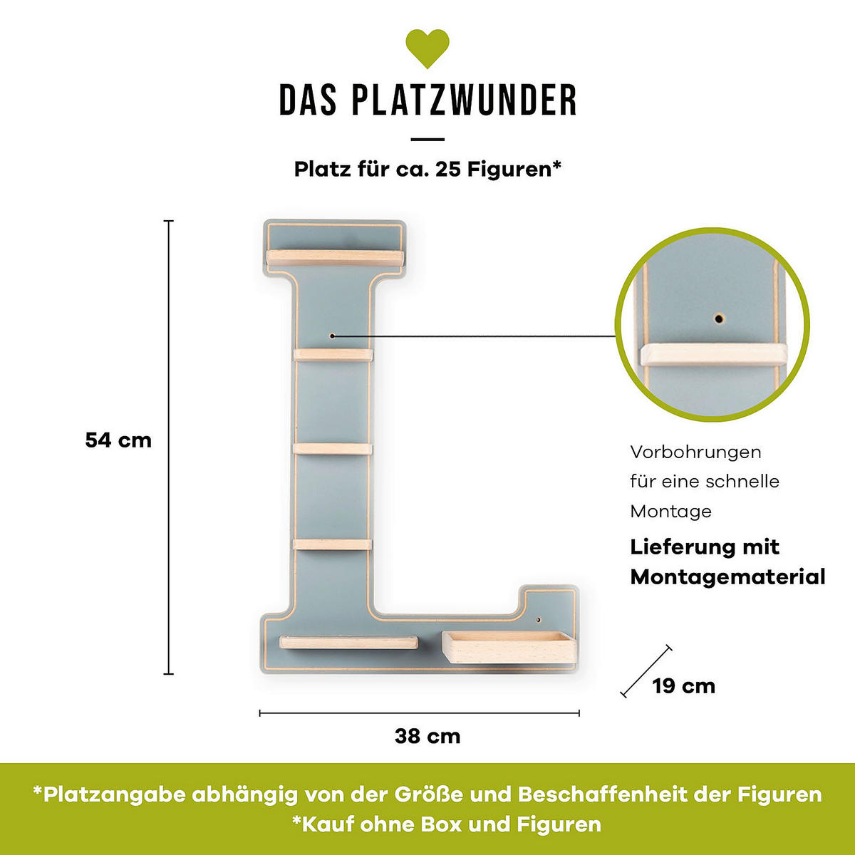 KINDERREGAL  - Grau, Modern, Holzwerkstoff (38/54/19cm) - MID.YOU