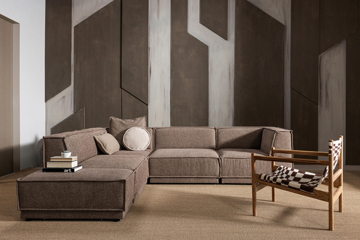 SESSEL in Webstoff Braun, Naturfarben  - Braun/Naturfarben, MODERN, Holz/Textil (73/76/67cm) - Livetastic