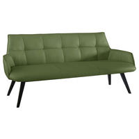 SITZBANK 160/89,5/64 cm Echtleder Grün Buche massiv  - Schwarz/Grün, Design, Leder/Holz (160/89,5/64cm) - Novel
