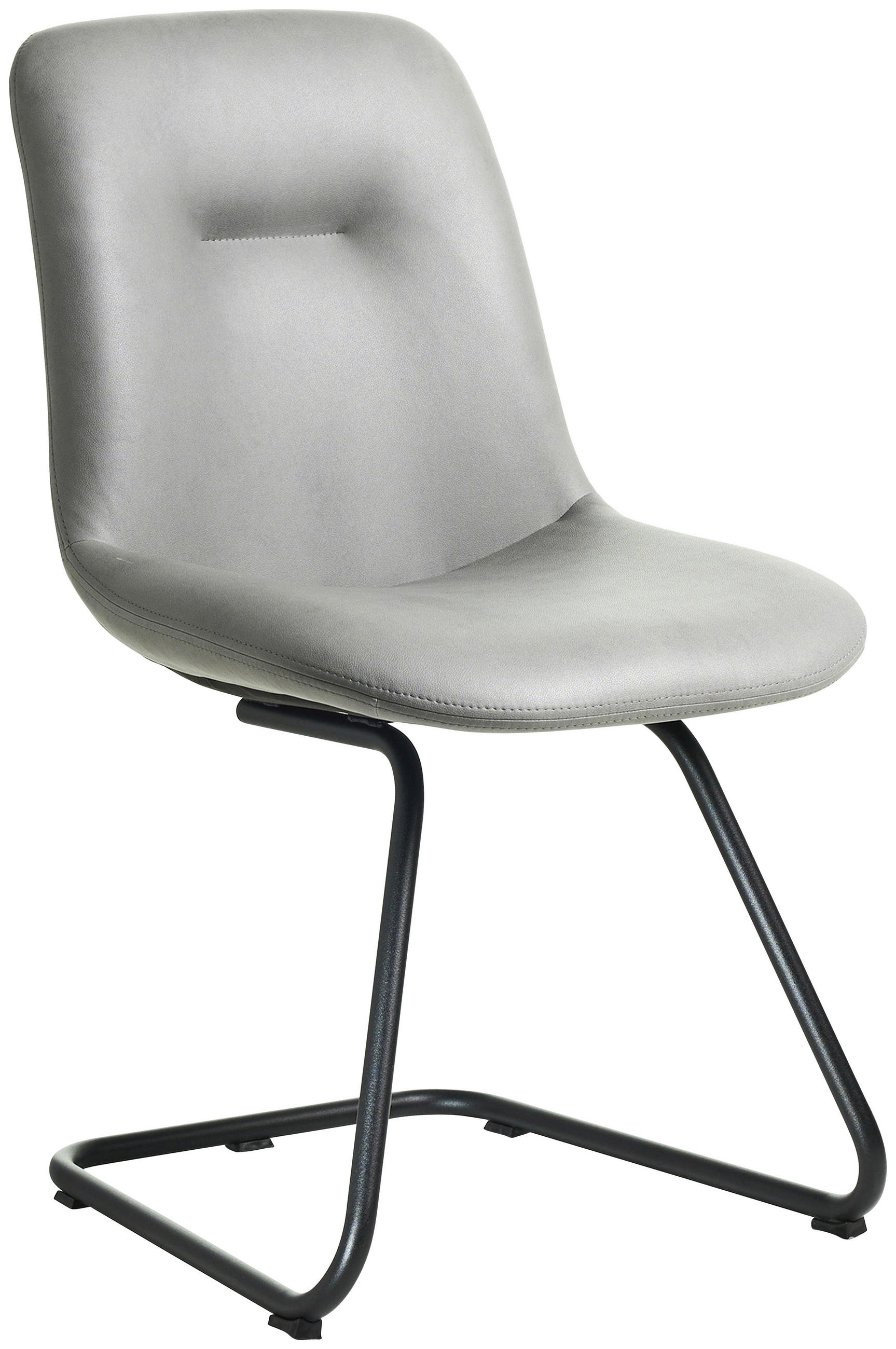 STUHL  in Edelstahl Lederlook Metall, Textil  - Hellgrau/Schwarz, Basics, Textil/Metall (51/89/61cm) - Celina Home