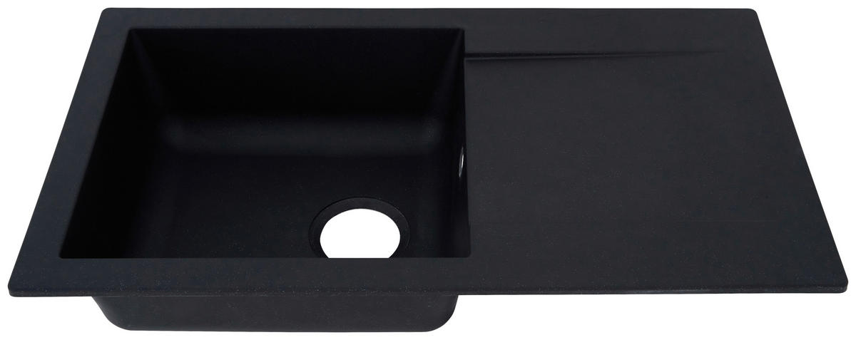 SPÜLE 1712DENVER78X44S  - Schwarz, Trend, Glas/Kunststoff (78/17/43,5cm) - Respekta