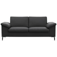 2-SITZER-SOFA Schwarz Echtleder  - Schwarz/Alufarben, Design, Leder/Metall (176/84,5/92cm) - Livetastic