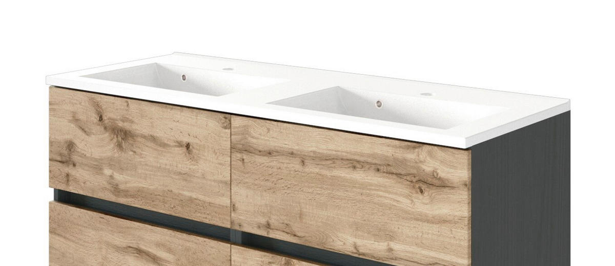 WASCHTISCHKOMBI 120 cm  - Eiche Wotan/Weiß, Design, Holzwerkstoff/Stein (120cm) - Held