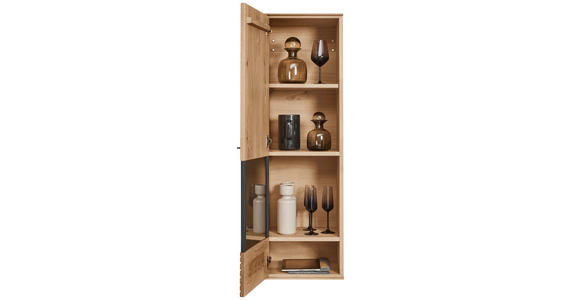 HÄNGEVITRINE in Eichefarben   - Eichefarben/Anthrazit, Natur, Glas/Holz (38/127/35cm) - Valnatura