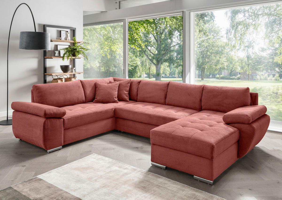 Wohnlandschaft tekstil  koralji   - koralji/boje kroma, Konvencionalno, tekstil/metal (219/305/157cm) - Livetastic