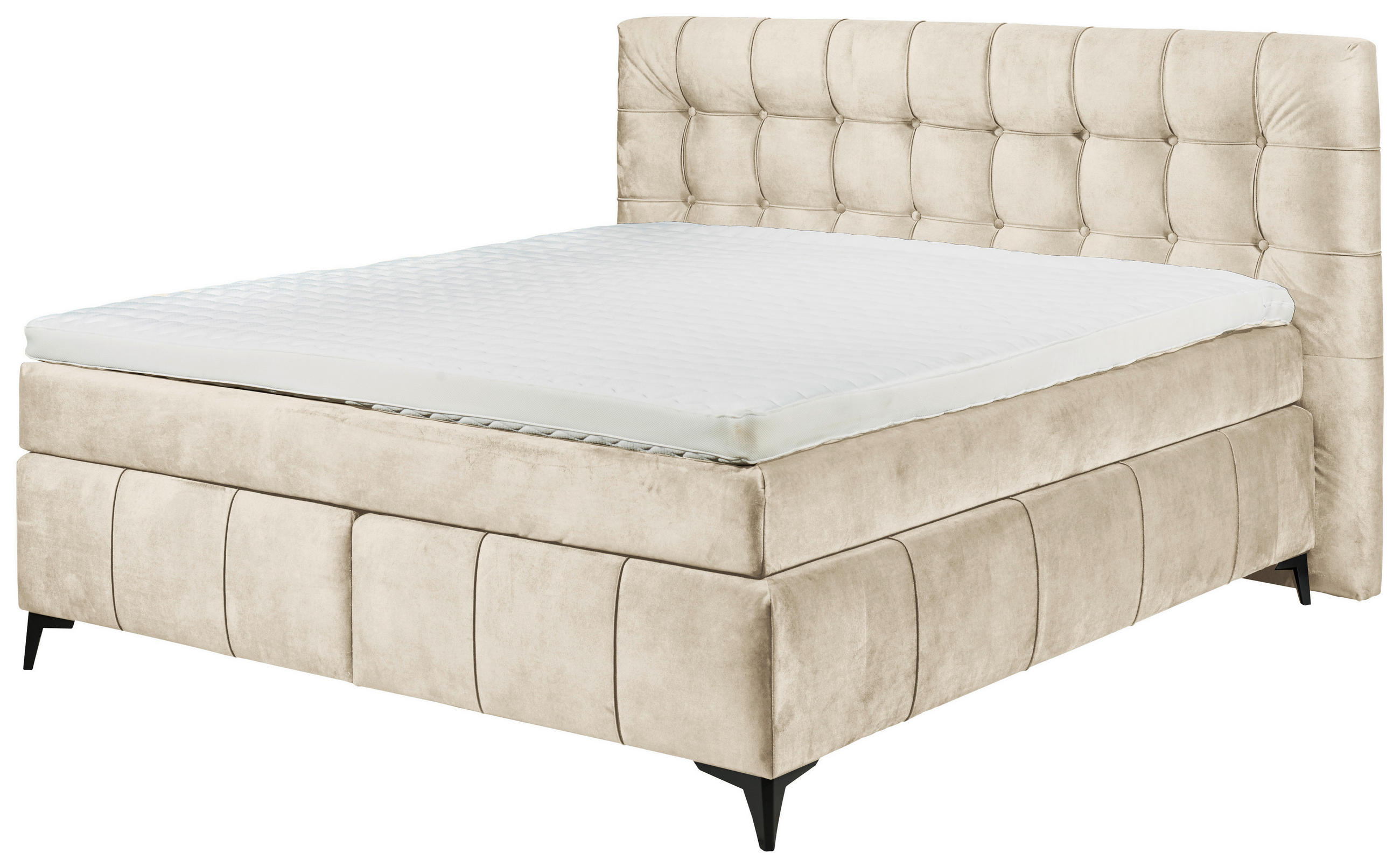 BOXSPRINGBETT 180/200 cm  in Creme  - Creme/Schwarz, KONVENTIONELL, Kunststoff/Textil (180/200cm) - Modante