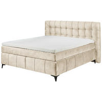 BOXSPRINGBETT 180/200 cm  in Creme  - Creme/Schwarz, KONVENTIONELL, Kunststoff/Textil (180/200cm) - Modante