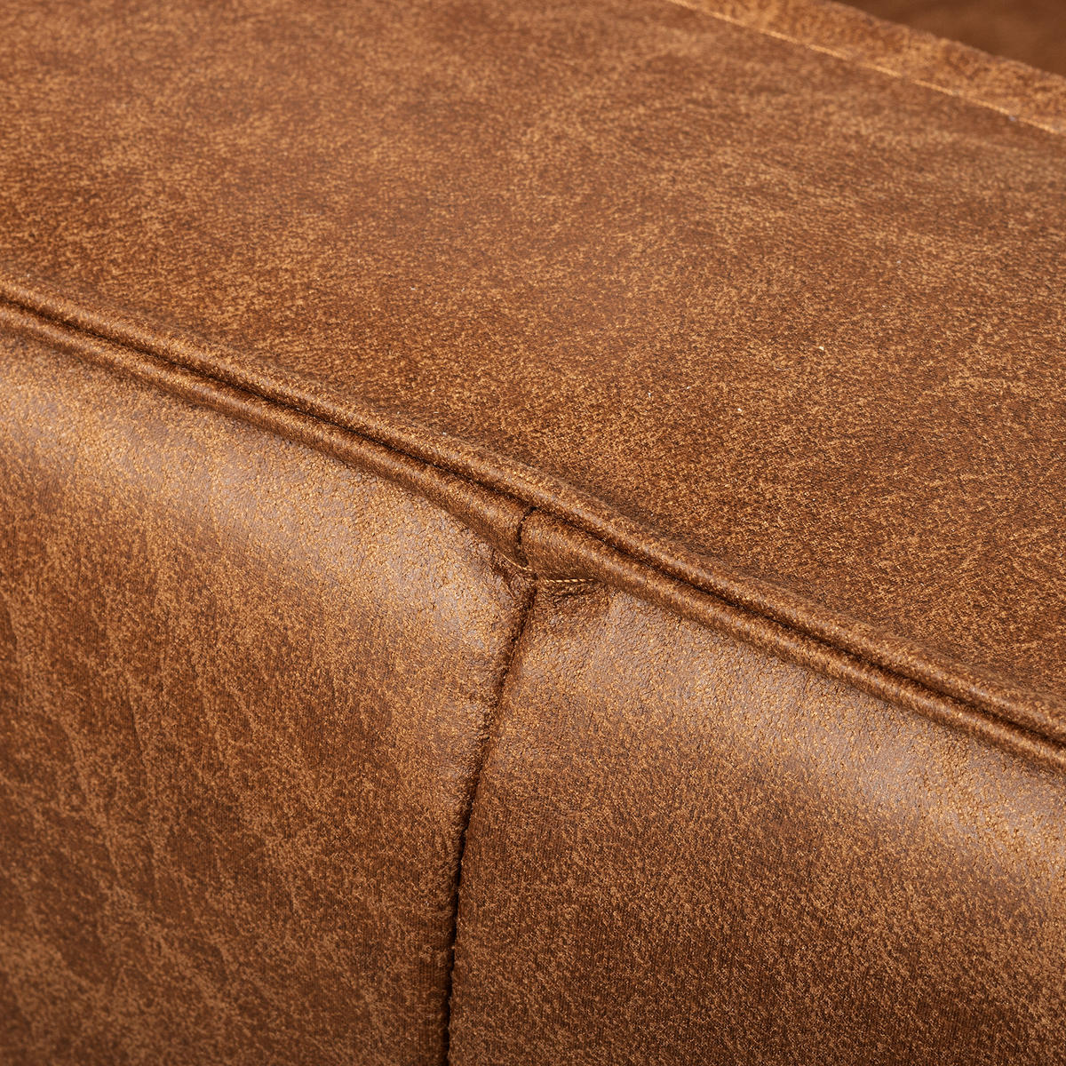 3-SITZER-SOFA Echtleder Lederlook Hellbraun  - Hellbraun/Schwarz, Design, Leder/Textil (188/85/92cm) - Livetastic