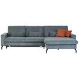 ECKSOFA in Cord, Velours Graphitfarben  - Schwarz/Graphitfarben, Design, Textil/Metall (302/180cm) - Venda