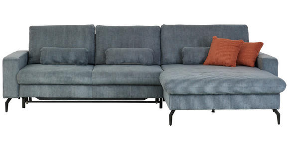 ECKSOFA in Velours, Cord Graphitfarben  - Schwarz/Graphitfarben, Design, Textil/Metall (302/180cm) - Venda