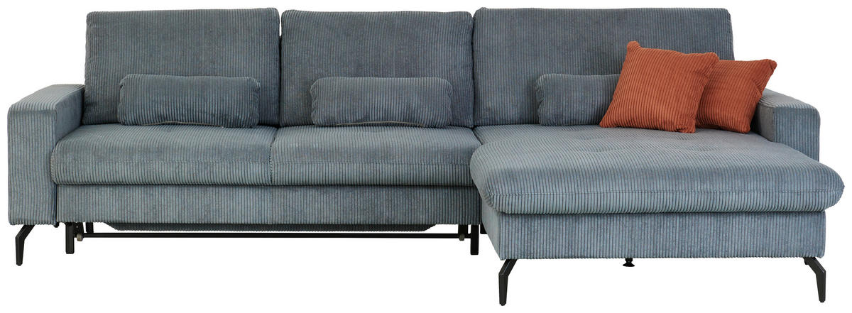 ECKSOFA in Cord Graphitfarben  - Schwarz/Graphitfarben, Design, Textil/Metall (302/180cm) - Venda