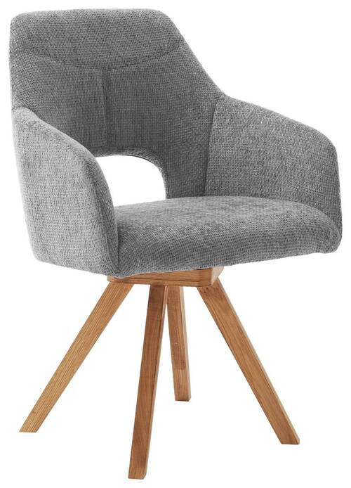 ARMLEHNSTUHL  in Mikrofaser  - Wildeiche/Hellgrau, Design, Holz/Textil (57/84/57cm) - Voleo
