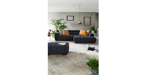 ECKSOFA  in Webstoff Dunkelgrau  279/182 cm  - Dunkelgrau/Schwarz, KONVENTIONELL, Textil/Metall (279/182cm) - Hom`in
