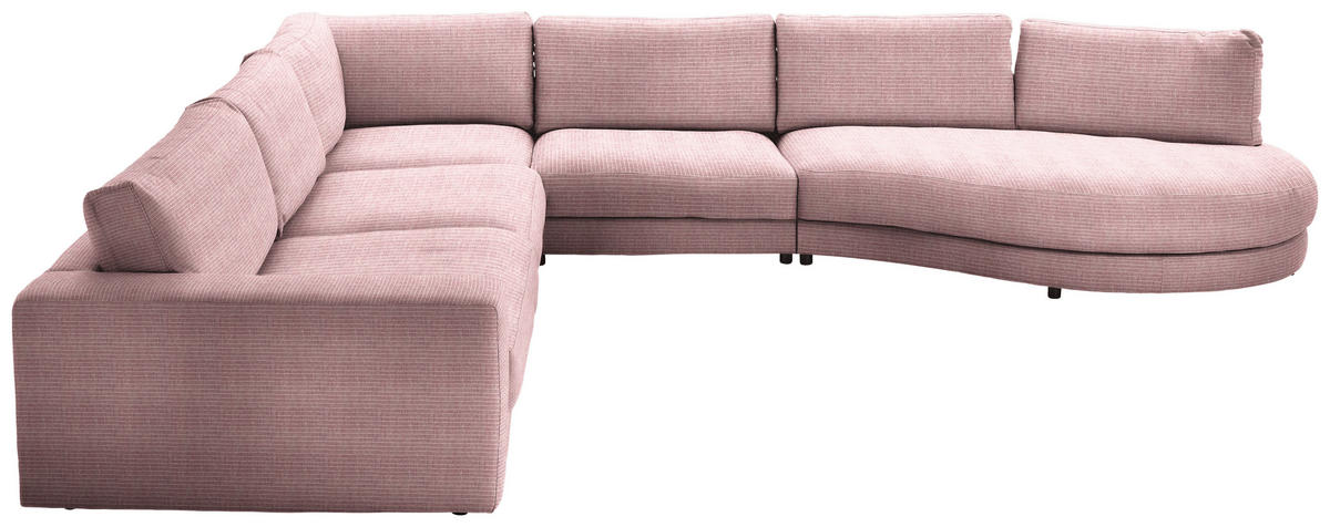 ECKSOFA  in Chenille, Cord Rosa  365/425 cm  - Schwarz/Rosa, Design, Kunststoff/Textil (365/425cm) - Lomoco
