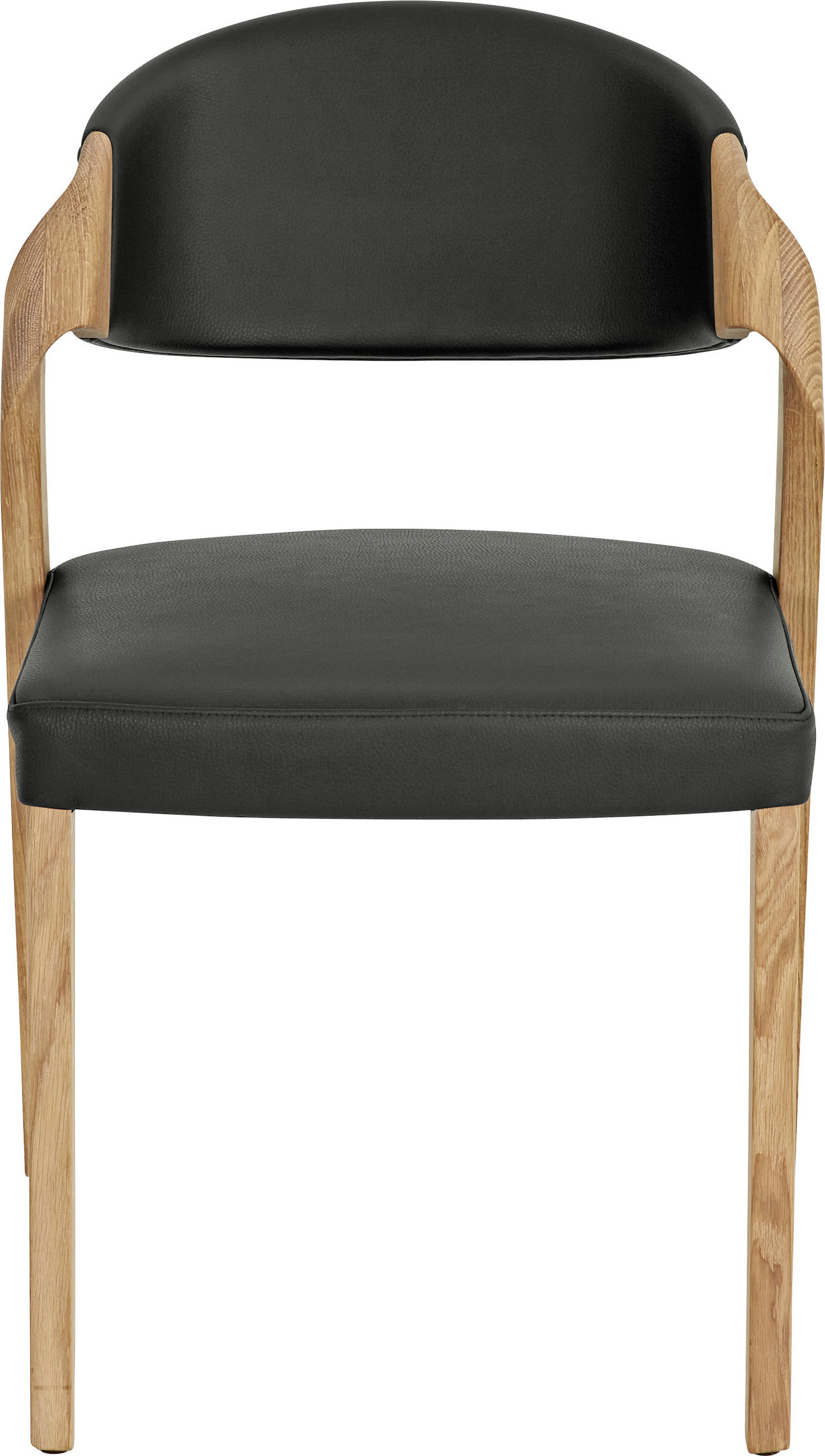 STUHL in Holz, Leder Anthrazit, Eichefarben  - Eichefarben/Anthrazit, Natur, Leder/Holz (53/82/57cm) - Voglauer
