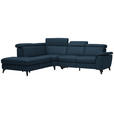 ECKSOFA in Echtleder Dunkelblau  - Schwarz/Dunkelblau, Design, Leder/Metall (239/289cm) - Cantus