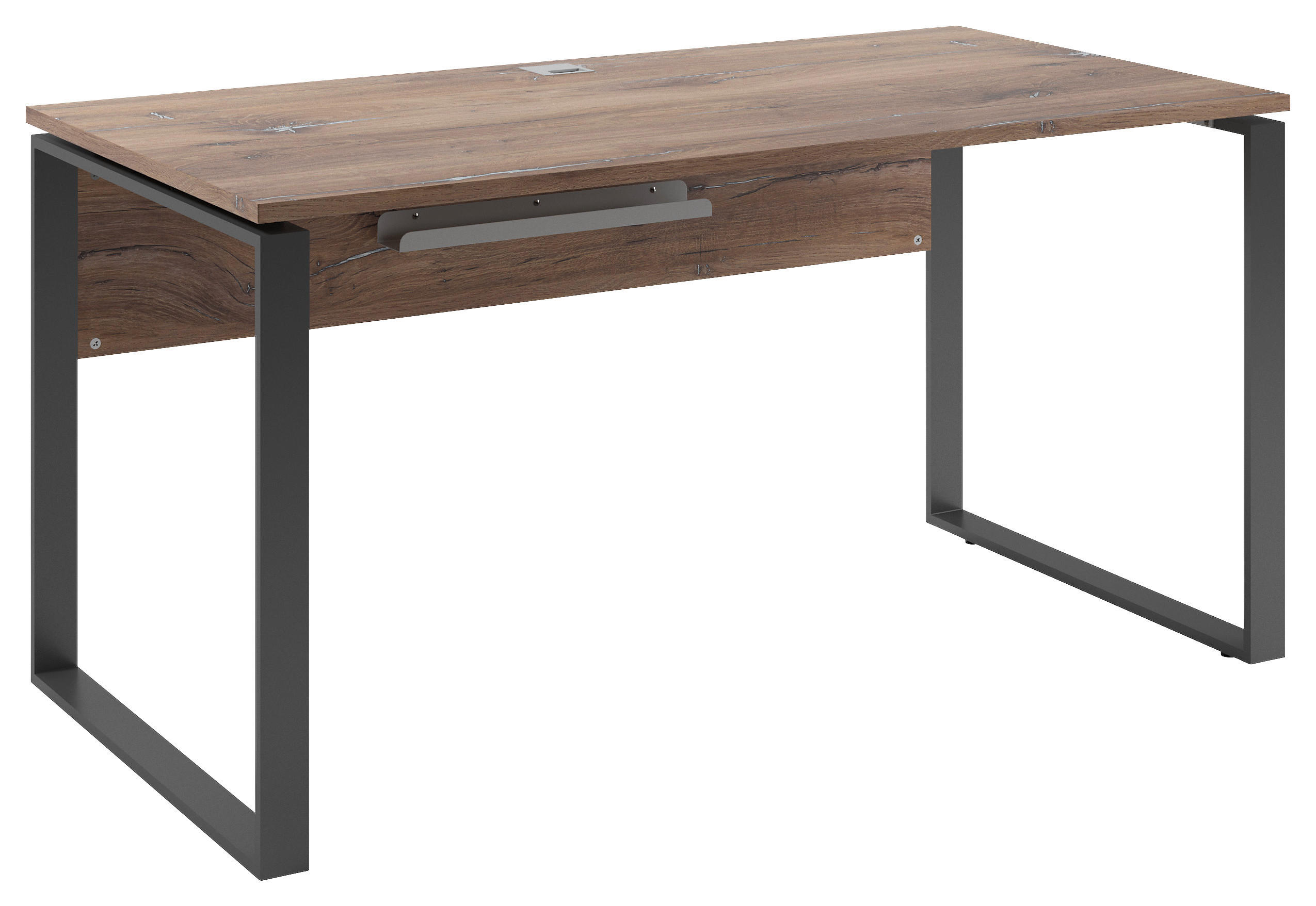 SCHREIBTISCH 150/76/77,2 cm  in Eichefarben  - Chromfarben/Eichefarben, MODERN, Metall (150/76/77,2cm) - Voleo