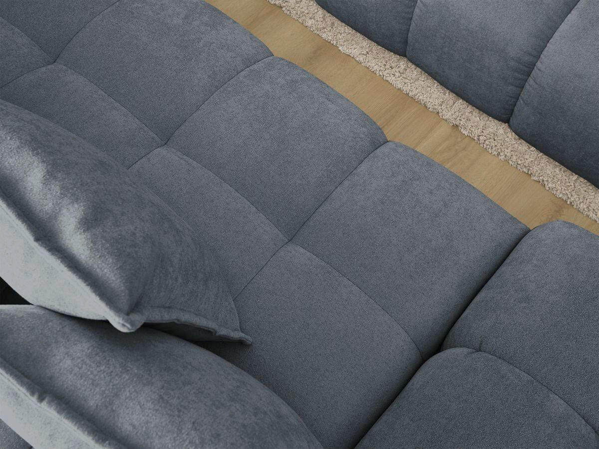 ECKSCHLAFSOFA EVEREST  mit Rücken echt, Armteil links, Armteil rechts Struktur Dunkelblau  - Schwarz/Dunkelblau, MODERN, Kunststoff/Textil (318/180cm) - Livetastic