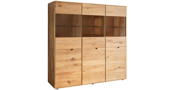 HIGHBOARD  149/145/40 cm  - Wildeiche, KONVENTIONELL, Glas/Holz (149/145/40cm) - Linea Natura