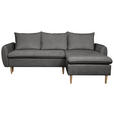 ECKSOFA Graubraun Chenille Rückenkissen, Bettkasten, Schlaffunktion, Rücken echt, Liegefläche im Originalstoff  - Graubraun/Buchefarben, KONVENTIONELL, Holz/Textil (244/163cm) - Carryhome