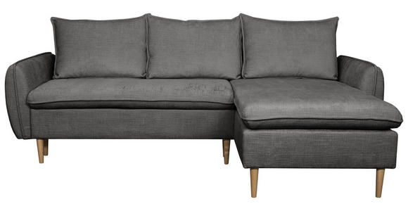 ECKSOFA Graubraun Chenille Rückenkissen, Bettkasten, Schlaffunktion, Rücken echt, Liegefläche im Originalstoff  - Graubraun/Buchefarben, KONVENTIONELL, Holz/Textil (244/163cm) - Carryhome