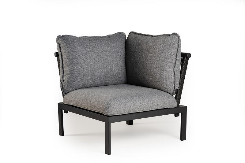 LOUNGEGARNITUR 4-teilig  - Dunkelgrau/Anthrazit, Basics, Holz/Textil (247/247cm) - Tierra Outdoor