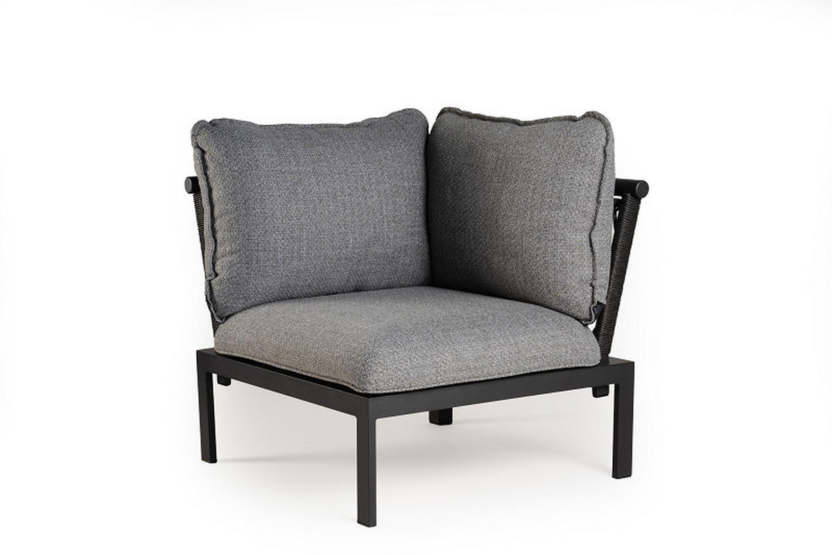 LOUNGEGARNITUR 4-teilig  - Dunkelgrau/Anthrazit, Basics, Holz/Textil (247/247cm) - Tierra Outdoor