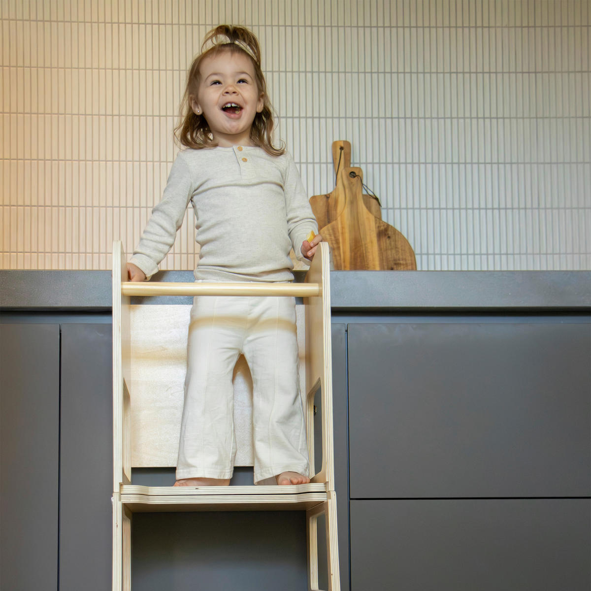 LERNTURM MAE LEARNING TOWER 2 IN 1  - Schwarz/Kieferfarben, KONVENTIONELL, Holz (49/40/92cm)