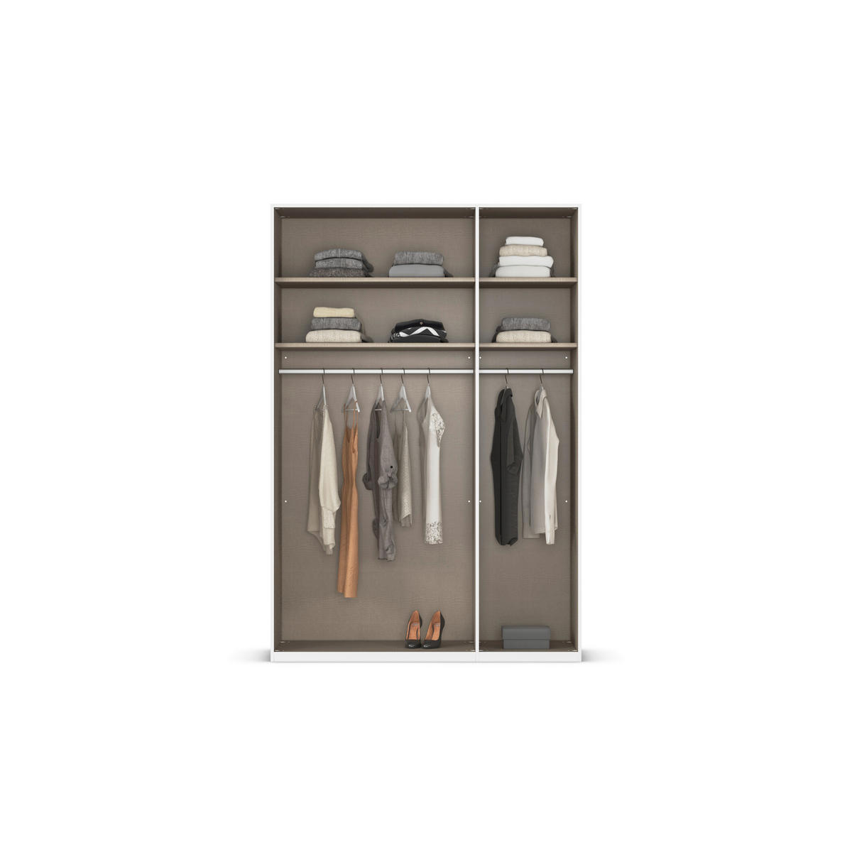 DREHTÜRENSCHRANK 151/235/61 cm,  in Weiß, 3-türig  - Schwarz/Weiß, Basics, Holzwerkstoff/Metall (151/235/61cm) - Novel