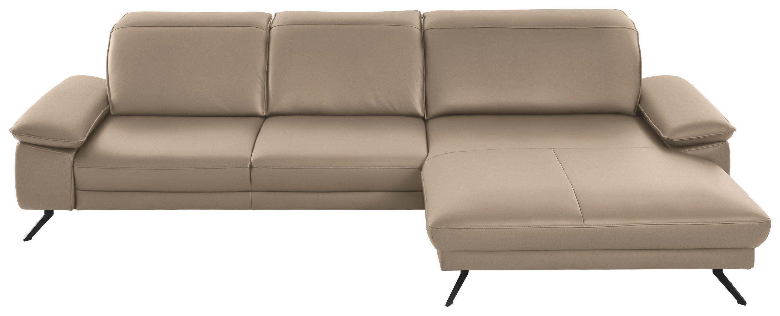 ECKSOFA in Echtleder Hellbraun  328/193 cm  - Hellbraun/Schwarz, Design, Leder/Metall (328/193cm) - Dieter Knoll