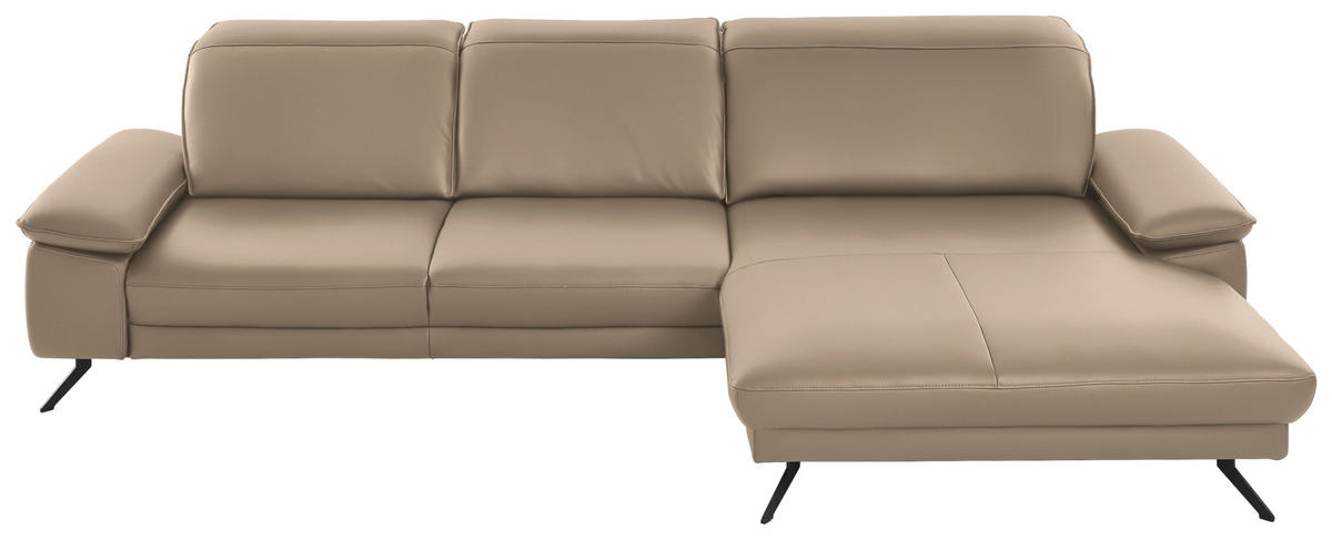 ECKSOFA in Echtleder Hellbraun  328/193 cm  - Hellbraun/Schwarz, Design, Leder/Metall (328/193cm) - Dieter Knoll