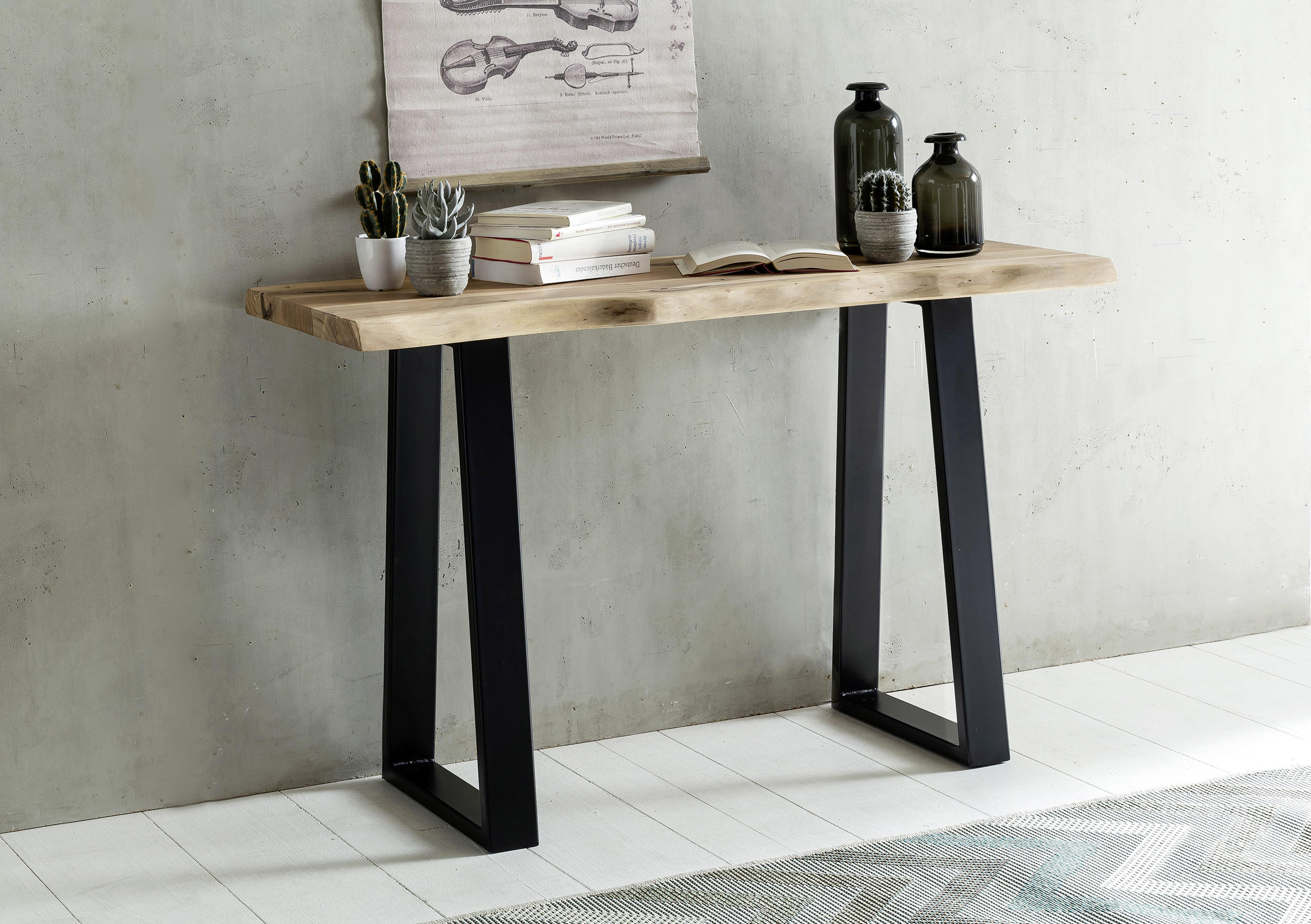 STOL KONZOLA 120/45/75 cm boje bagrema drvo - boje bagrema/crna, Design, drvo/metal (120/45/75cm) - MID.YOU
