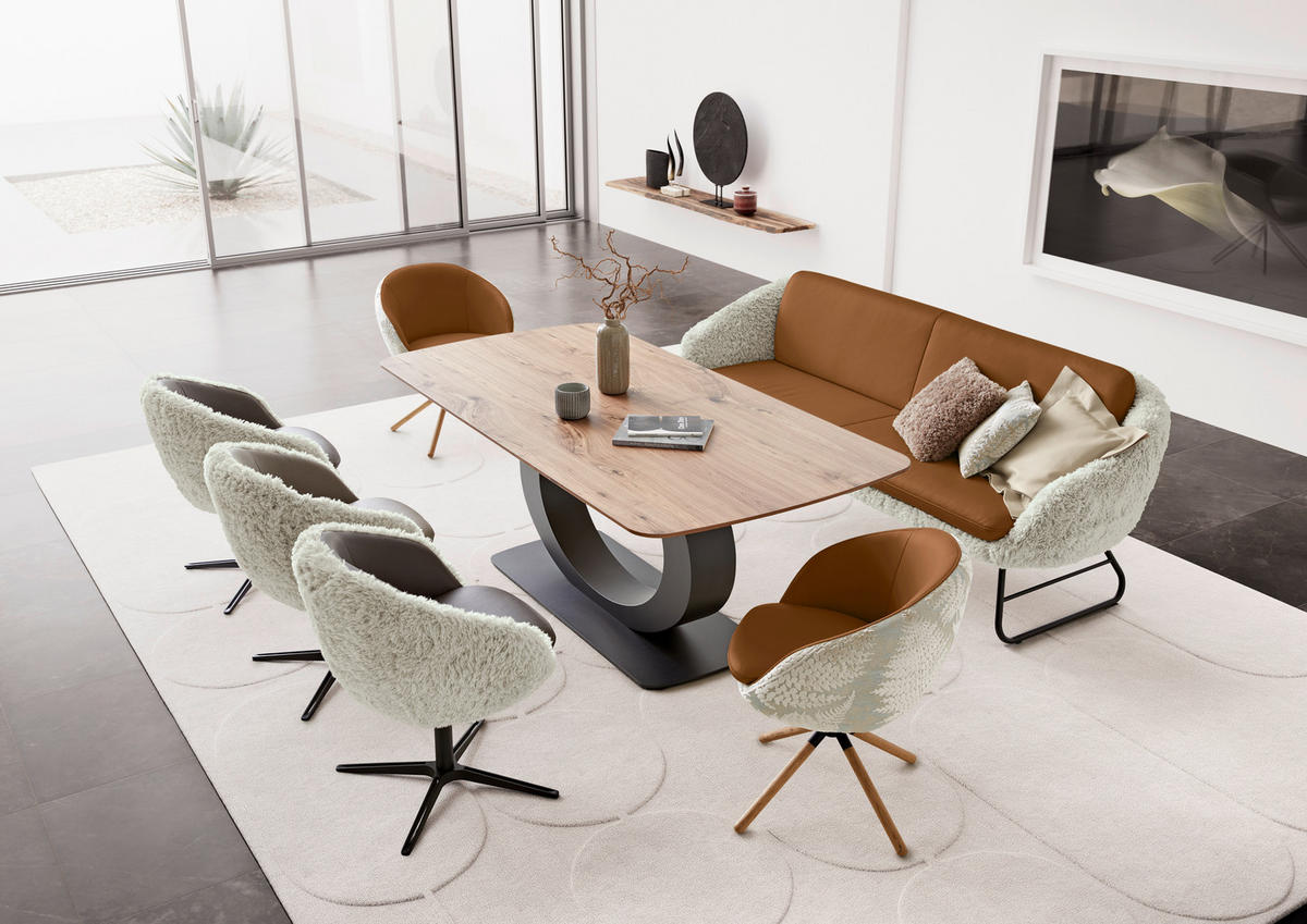 SITZBANK 219/87/78 cm  in Braun, Beige  - Beige/Schwarz, Design, Leder/Textil (219/87/78cm) - Koinor