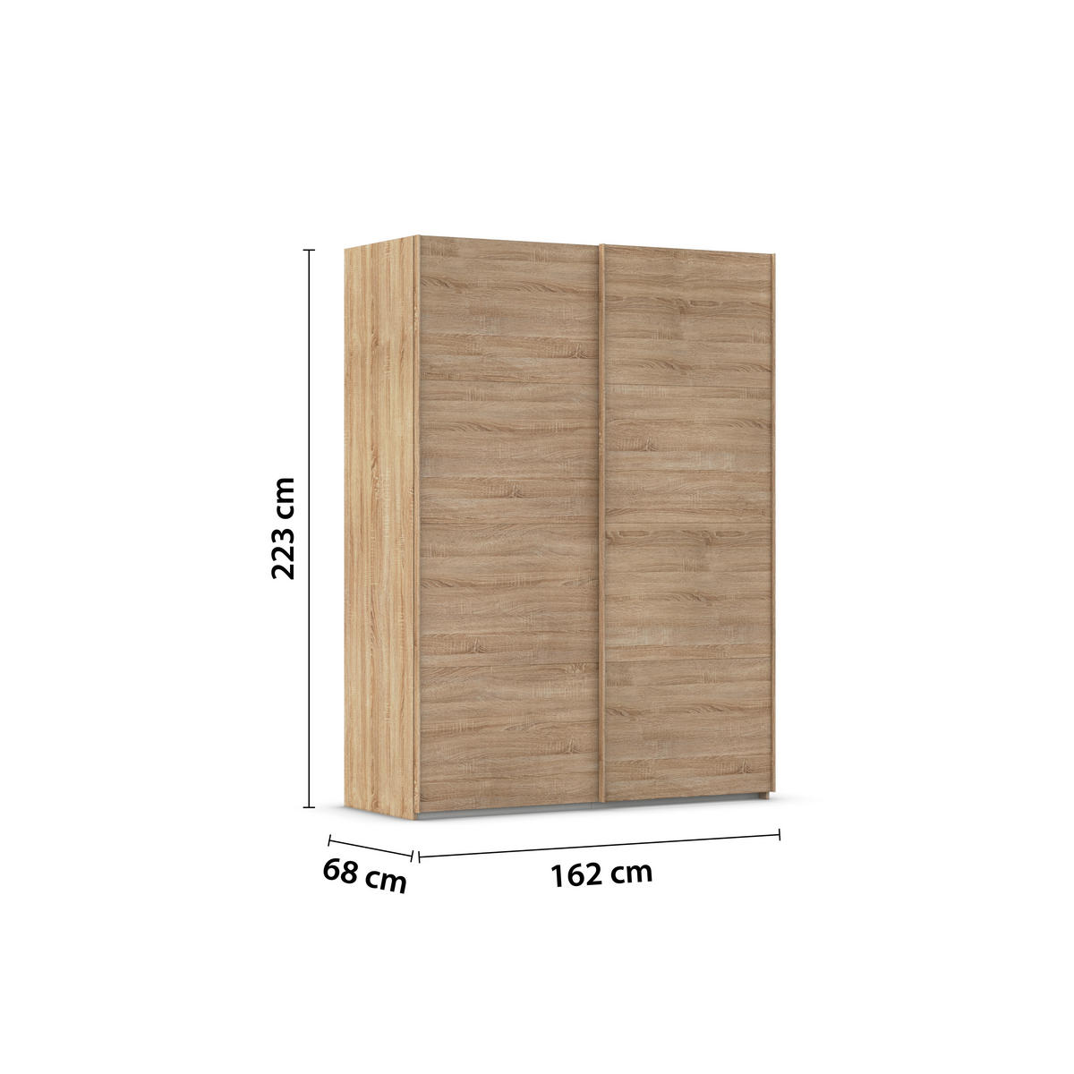 SCHWEBETÜRENSCHRANK 162/223/68 cm 2-türig Sonoma Eiche  - Sonoma Eiche, Design, Holzwerkstoff/Kunststoff (162/223/68cm) - Novel