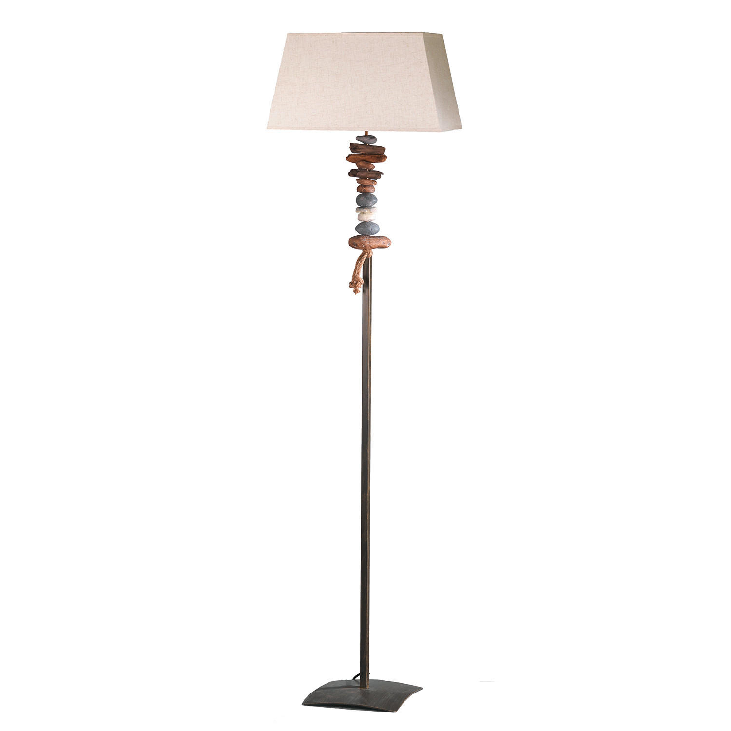 STEHLEUCHTE 45/25/170 cm    - Schwarz/Weiß, Natur, Textil/Stein (45/25/170cm)