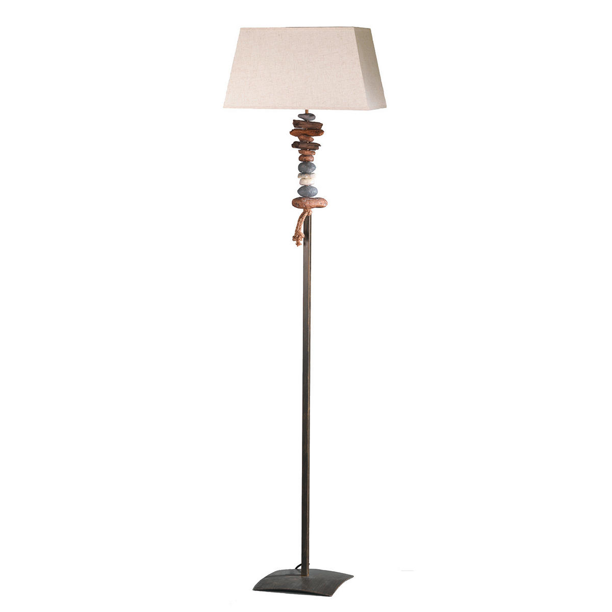 STEHLEUCHTE 45/25/170 cm    - Schwarz/Weiß, Natur, Textil/Stein (45/25/170cm)