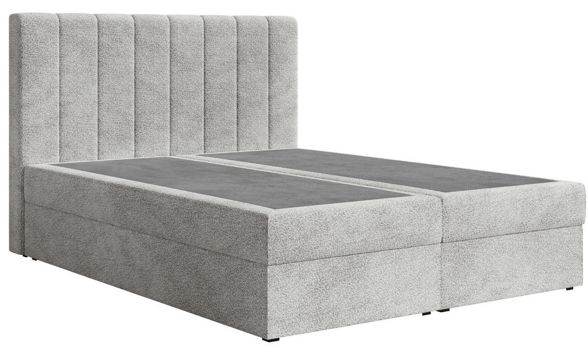 BOXBETT 160/200 cm,  in Grau, Bettkasten, Topper,  - Schwarz/Grau, MODERN, Holz/Kunststoff (160/200cm) - MID.YOU